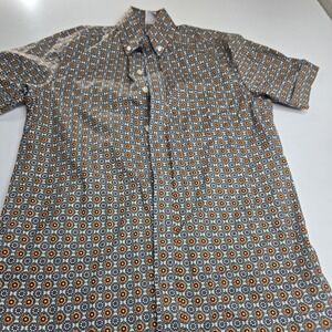 Ken LTD Just For You Button Down All Over Print Short Sleeve Shirt Small  A8